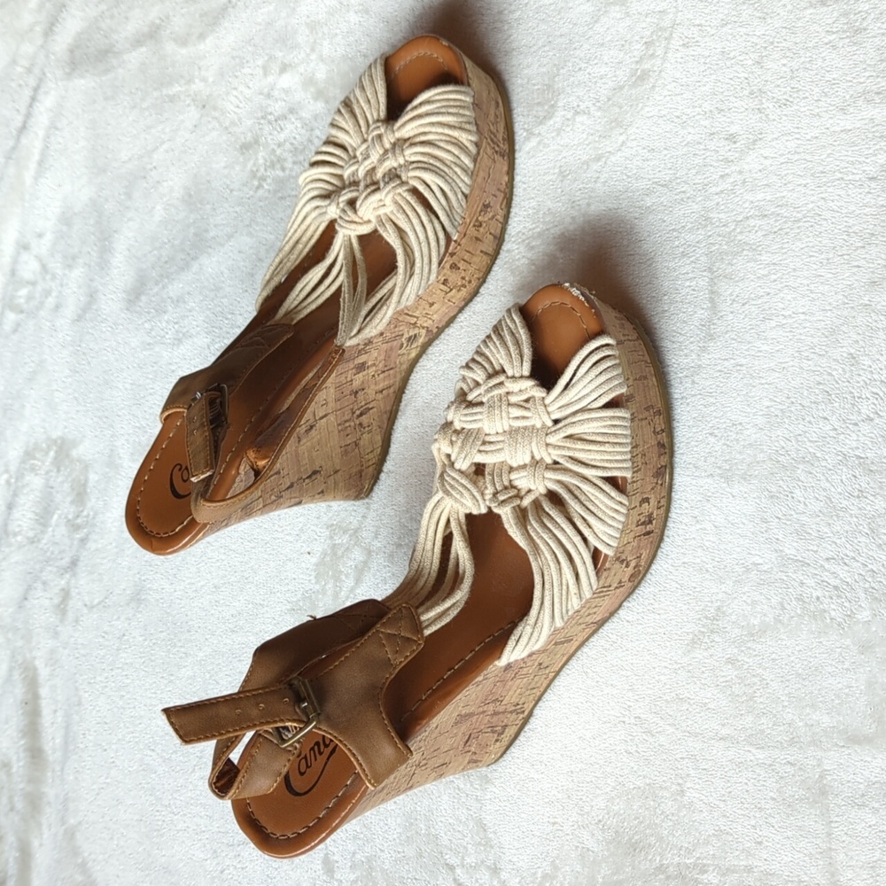 Cork Woven Wedges Candies Women's Spring Summer